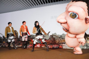 宇垣美里、「進撃の巨人」のヒロイン・ミカサのコスプレ姿を披露（2019年7月5日、「進撃の巨人展FINAL」オープニングイベントにて）